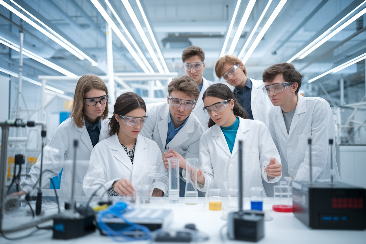 groupe-jeunes-laboratoire-blouses-materiel