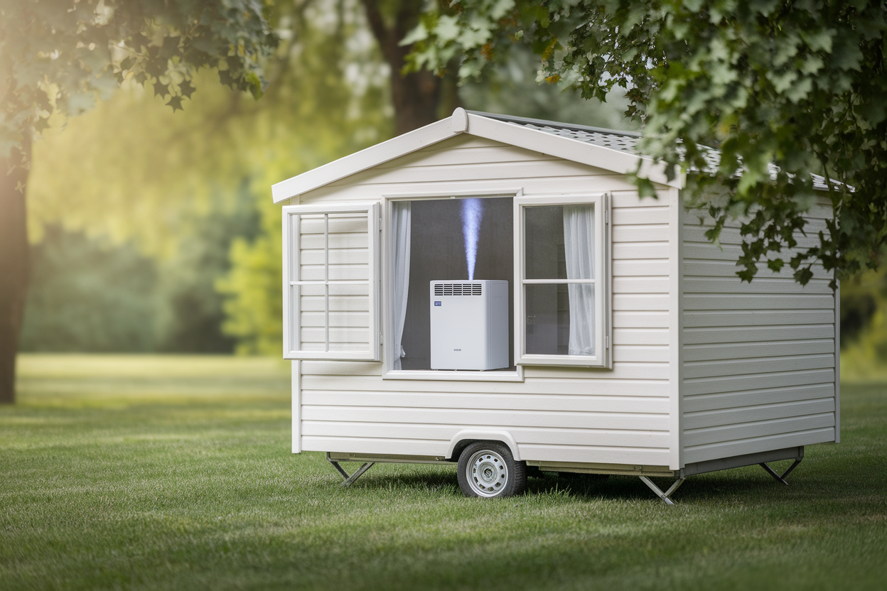 mobil-home-deshumidificateur-fenetre-ouverte-verdure